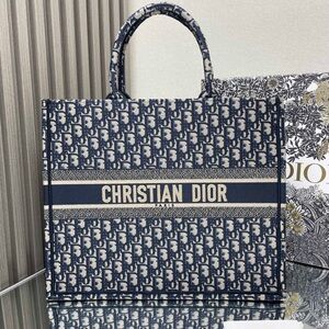 Dior Large Book Tote - Blue Oblique Embroidered Canvas, Pristine Condition